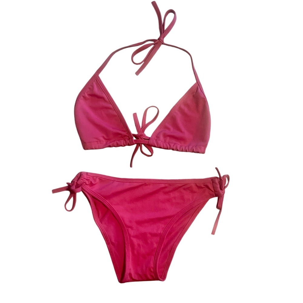Hot Pink Fuchsia Cheeky Swimsuit Swimwear Swim -Tie String Bikini Size S/M -New